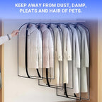 Garment Bags for Hanging Clothes 24" x 48"Coat Covers for Closet Foldable Washable Dress Bags for Hanging Clothes for Long Dress Dance Costumes Suits Gowns Coats (Black / 24''X48'')