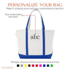 Medium Classic Personalized Monogram Canvas Tote Bag for Women (Royal Blue)