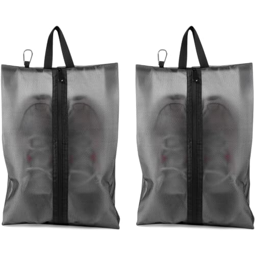 2 Pack Shoe Bags for Travel (Black / Large)