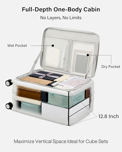 Expandable Medium Checked Luggage (Smoke White / 24 Inch EXT)