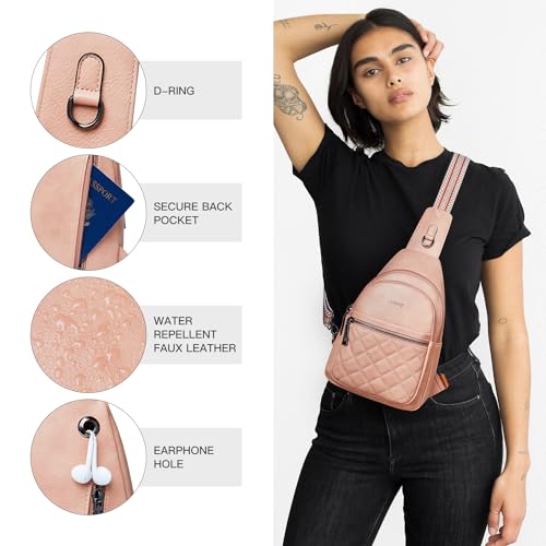 Sling Bag For Women Fanny Pack Crossbody Travel Shoulder Belt Bags Tote Backpack Purse Faux Leather Light Pink (Light Pink)