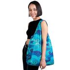 XL 25L Tote Foldable Packable Reusable Grocery Shopping Bag (Bluewaves)