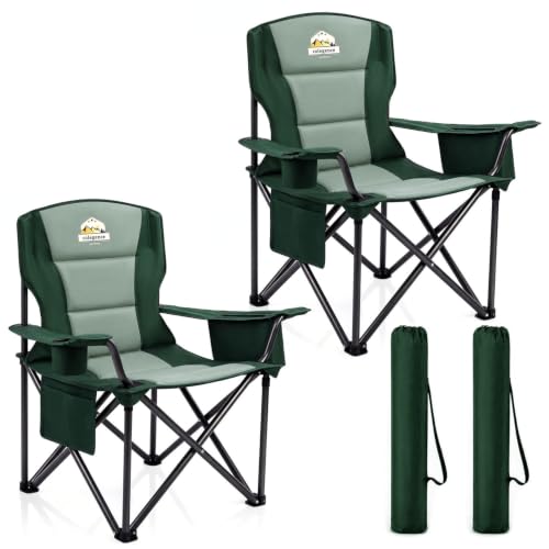Oversized Heavy Duty Camping Chairs (Dark Green / Twin Pack)