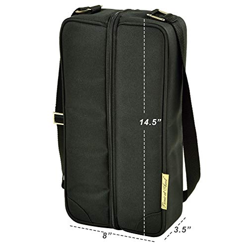 Insulated Wine Tote with 2 Wine Glasses (Charcoal)