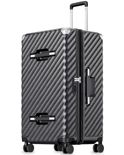 28 Inch Trunk Luggage with Spinner Wheels (Charcoal Metallic / Trunk-Large 28-Inch)