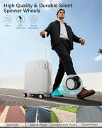 Expandable Luggage Sets 3 Piece (Smoke White / 20+24+28 Inch EXT)