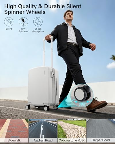 Checked Luggage 24 Inch Expandable Medium Suitcase with Wheels (Smoke White / 24 Inch EXT)