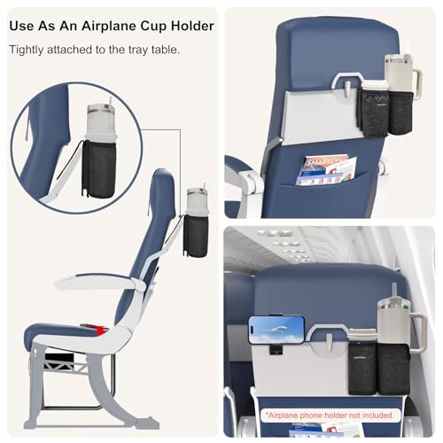 2 in 1 Luggage Cup Holder for Suitcase Airplane Drink Carrier Travel Black (black)