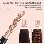 Curling Wand 5 in 1 Hair Curlers Iron Set with 5 Interchangeable Ceramic Tourmaline Barrel for Long Short Hair Styles Curling Irons Set Fast Heating Hair Cripmer for Women Gift (Champagne Gold)