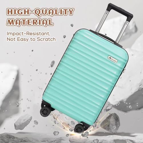Luggage Set 3 Piece Luggage Set ABS hardshell Spinner Wheels Luggage Carry on Suitcase with Weekender bag & Toiletry bag（Mint Green (20 / 3pcs Mint Green)