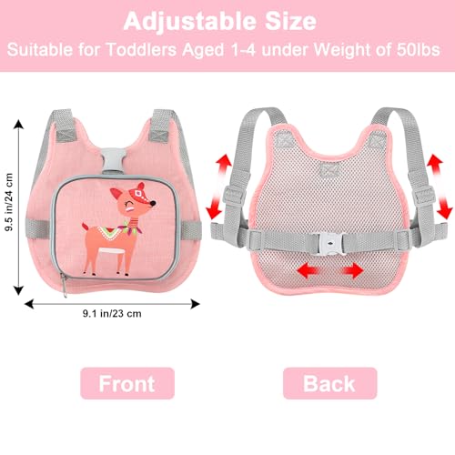 Toddler Harness Leash + Anti Lost Wrist Link (Baby Pink/Deer)
