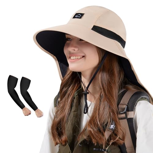Outdoor Sun Hat for Men Women (1pack-beige/Arm Sleeves)