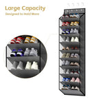 10 Tiers Mesh Over Door Shoe Organizer Storage (Grey-1 Pack of 10 Cell)