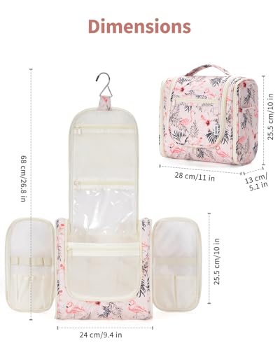 Large Hanging Travel Toiletry Bag for Women (B-Beige Bird / Large)