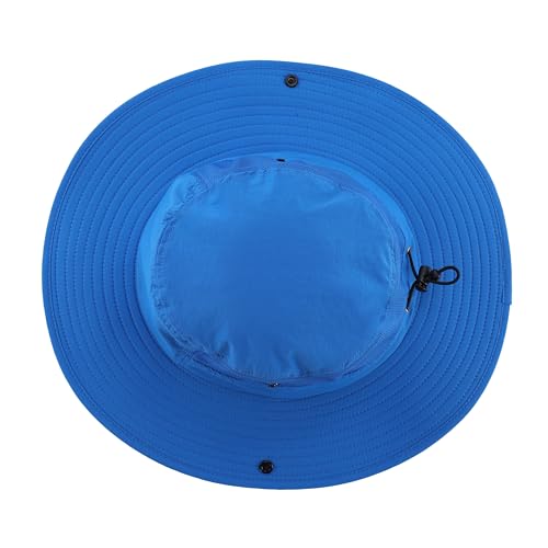 UPF50+ Mens Sun Hat Wide Brim Womens UV Protection Beach Bucket Hat for Fishing Hiking Snap Up Cowboy Hat (One Size / Royal Blue)