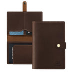 Genuine Leather Passport Holder For Travel (Airtag Red Brown)