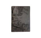 Handmade genuine Leather Wallet Map engrave (Smoke)