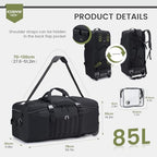 Duffel Bag with Wheels and Handle (Khaki)