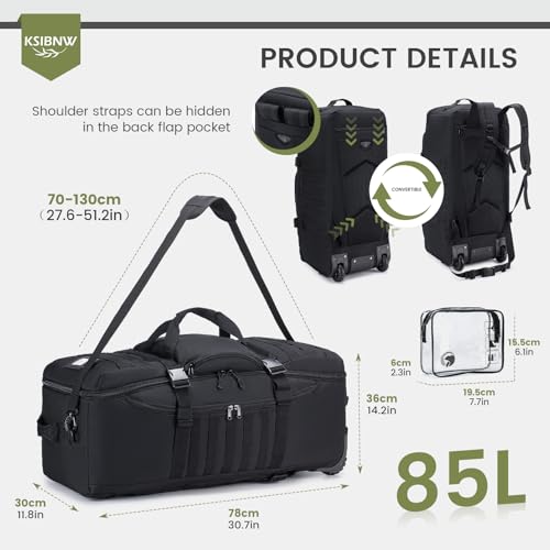 Duffel Bag with Wheels and Handle (Khaki)