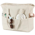 Waterproof Beach Tote Pool Bags for Women Ladies Extra Large Gym Tote Carry On Bag With Wet Compartment for Weekender Travel (S Khaki Stripes)