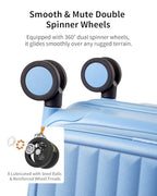 Expandable Top Open 28 Inch Checked Luggage with Spinner Wheels (Blueberry Blue / Checked-Large 28-Inch)