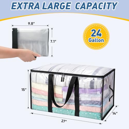 48 Pack Oversized Moving Bags with Reinforced Handles (Clear / 48-Pack)