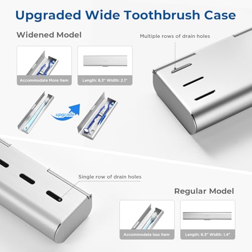 Wider Aluminum Toothbrush Travel Case (Silver / 1 Pack (Large))