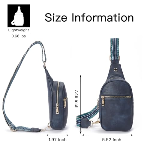Sling Bag for Women Vegan Leather Small Fanny Pack Crossbody Bags Chest Bag for Women Navy Blue (2-navy Blue)