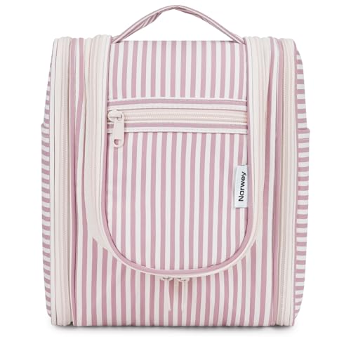 Hanging Travel Toiletry Bag for Women (CA-Dusty Rose Stripe / Medium)