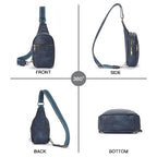 Sling Bag for Women Vegan Leather Small Fanny Pack Crossbody Bags Chest Bag for Women Navy Blue (2-navy Blue)