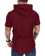Mens Fashion Hoodies Sport Pullover Solid Color Shirt Workout Lightweight Tops Red X (X-Large / Red1)