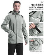 Rain Suit Waterproof Breathable Lightweight 2 (Medium / Light Khaki)