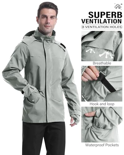 Rain Suit Waterproof Breathable Lightweight 2 (Medium / Light Khaki)
