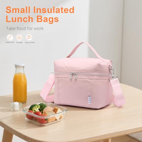 NOL Insulated Lunch Bags for Women Cooler Bag Lightweight Nylon Waterproof Lunch Box For Work (Pink / Small (4 Liters))