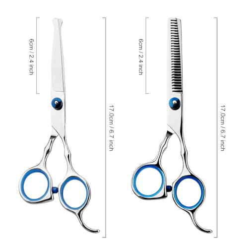 Hair Cutting Scissors Professional Home Haircutting Barber Salon Thinning Shears Kit with Comb and Case for Kids Boys Girls (Blue Kids Kit)