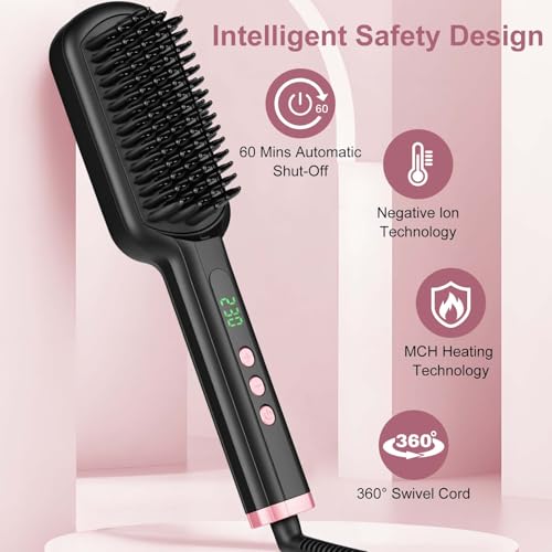 Hair Straightener Brush (Black)