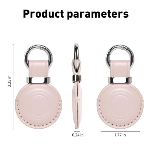 Leather Holder Keychain for AirTag 2nd Gen (B8-Pink)