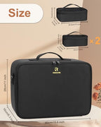 Large Makeup Case Travel Makeup Train Case Professional Makeup Artist Bag Portable Nail Organizer Box Art Supply Case with Adjustable Dividers (Black with 3 clear bags / Large)