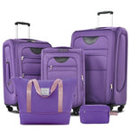 Softside Luggage Set Lightweight 3 Piece Suitcase with Duffel Bag (Softside Luggage(22/26/30) / Purple + bags)