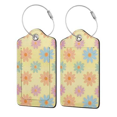Flowers Leather Luggage Tag with Stainless Steel Ring (1 PCS / Flowers2)