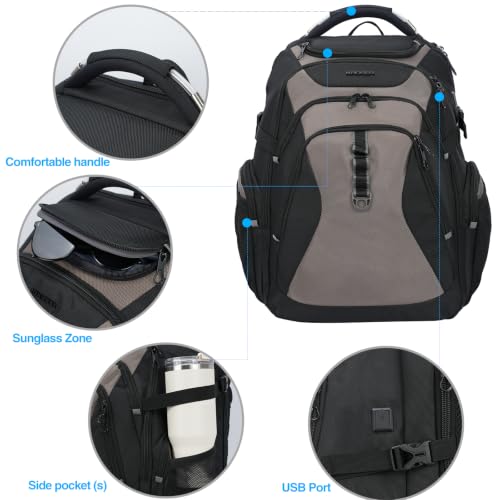 Laptop Backpack 18.4 Inch Computer Backpack for Men (Black/Light Browm / 18.4 inch)