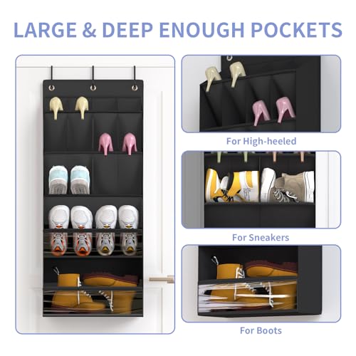 2 Pack Over the Door Shoe Organizers (BLACK / 30+ Pairs)