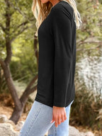 Long Sleeve Shirts for Women Casual Crewneck Tops Basic Tees (3X-Large / 01black)