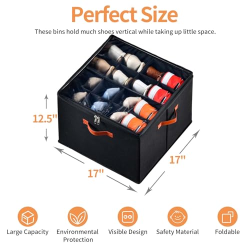 2 Pack Shoe Organizer for Closet (Black)