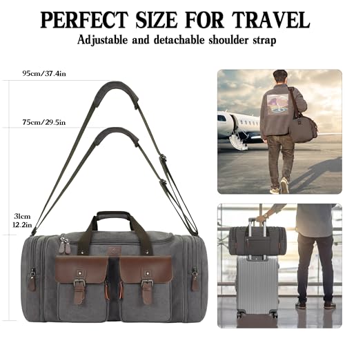 Canvas Duffle Bag for Men (Grey / X Large-60L)