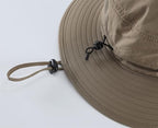 Mens Womens Nylon Cowboy Hat UPF 50+ Waterproof Fishing Bucket Hat Breathable Travel Summer Beach Hat Dark Khaki (Large / Dark Khaki)