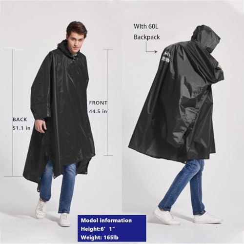 Rain Ponchos for Adults (Large Tall / Blue)