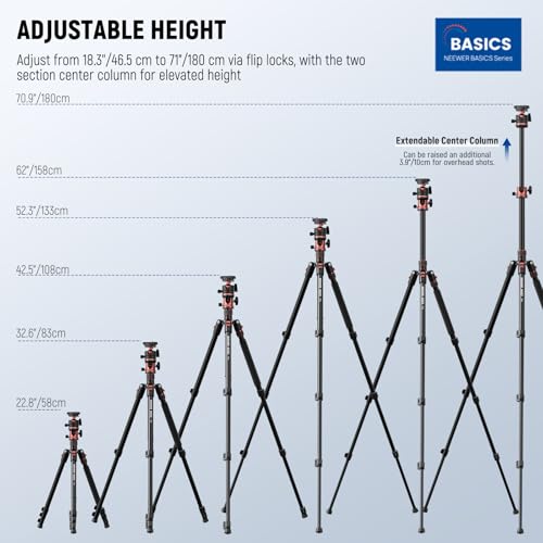 Basics 70.9" Camera Tripod Monopod w Center Column (TP16 w/Ball Head)