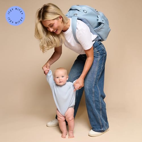 Boss Plus Large Diaper Bag Backpack with 19 Pockets (Teddy Blue)