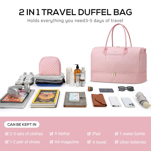 Travel Weekender Bags for Women (1-Pink / 40L-Large)